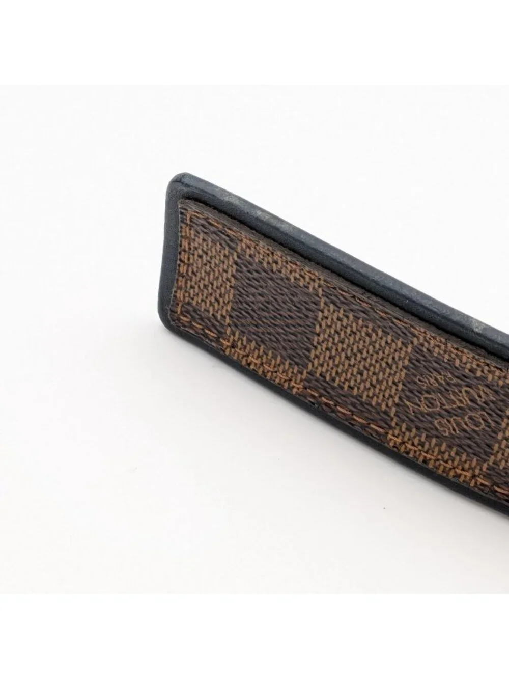 Louis Vuitton Ceinture Sidney Damier Belt Logo Silver Brown Navy